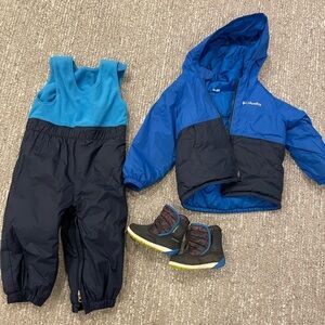 Columbia snowsuit, coat and Merrell boots, 18-24 month